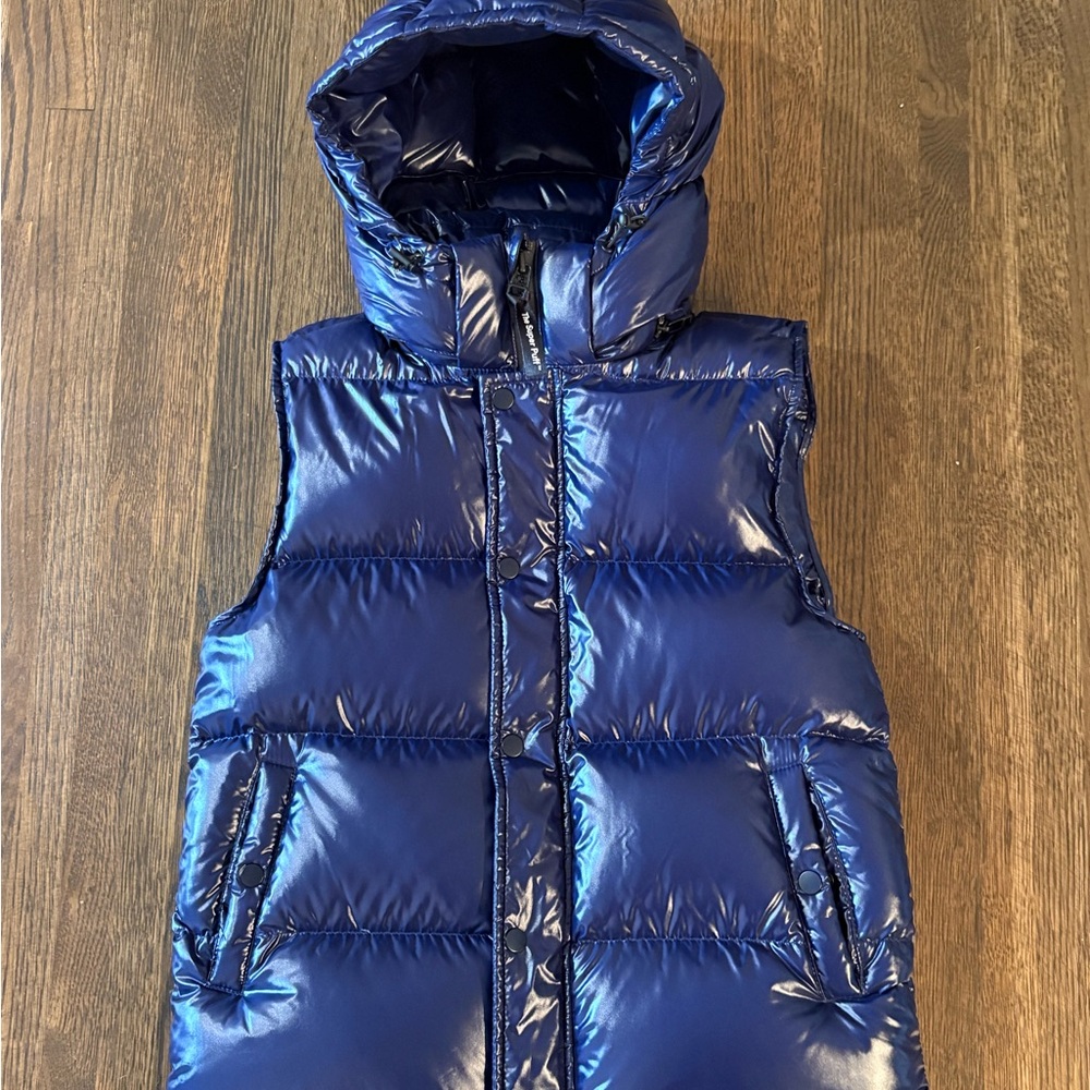 Aritzia Shiny Blue Puffer Vest